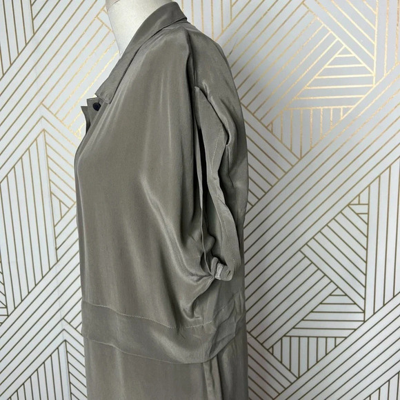 Kain Label Tan‎ Beige Silk Short Sleeve Shirtdress Size US 8 - Picture 8 of 12